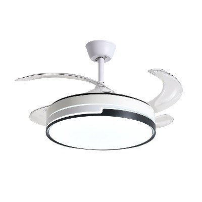 隱形簡(jiǎn)約風(fēng)扇燈 北歐客廳餐廳家用電扇燈跨境智能遙控吸頂?shù)跎葻? title=