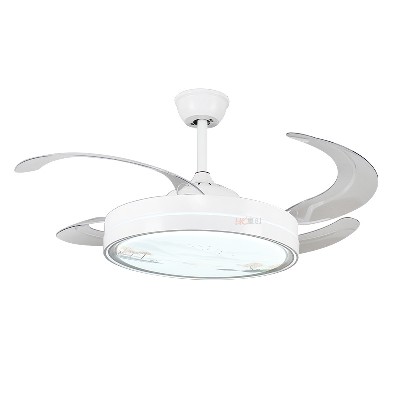 變頻風(fēng)扇燈客廳燈山水噴畫(huà)家用隱形靜音電扇燈智能餐廳臥室吊扇燈