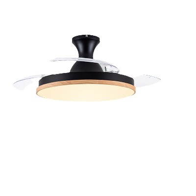 北歐木紋風(fēng)隱形吊扇燈臥室餐廳電扇燈客廳家用一體吸頂帶電風(fēng)扇燈