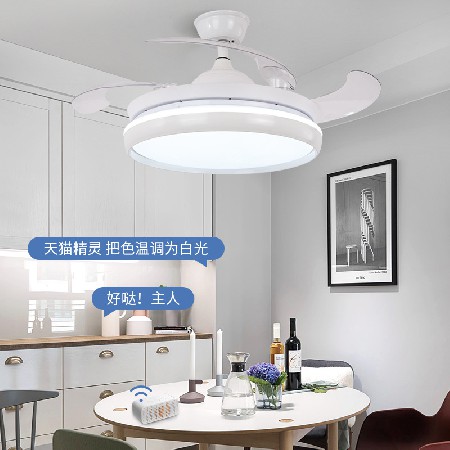新款隱形吊扇燈餐廳客廳風(fēng)扇燈家用變頻吸頂電扇燈48寸大風(fēng)力燈具