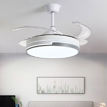 隱形簡(jiǎn)約風(fēng)扇燈 北歐客廳餐廳家用電扇燈跨境智能遙控吸頂?shù)跎葻? title=