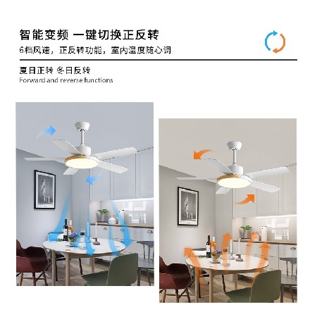 北歐靜音大風力吊扇燈變頻家用客廳餐廳燈電風扇臥室吸頂風扇燈
