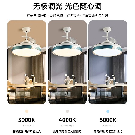 全光譜簡(jiǎn)約隱形吊扇燈變頻智能臥室客廳餐廳電扇燈家用吸頂風(fēng)扇燈