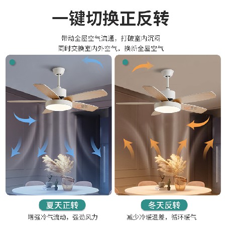 北歐客廳餐廳風扇燈支持米家臥室變頻吊扇燈客廳燈扇一體電扇燈
