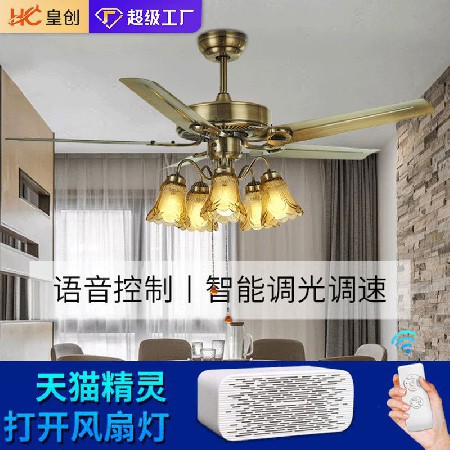 傳統(tǒng)家用客廳吊燈風(fēng)扇一體燈 臥室書房智能北歐變頻餐廳led風(fēng)扇燈