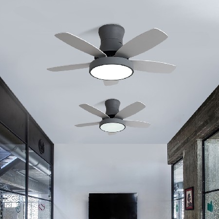 現(xiàn)代木葉風扇燈 客廳餐廳北歐吊扇燈帶LED燈智能遙控吸頂電扇燈