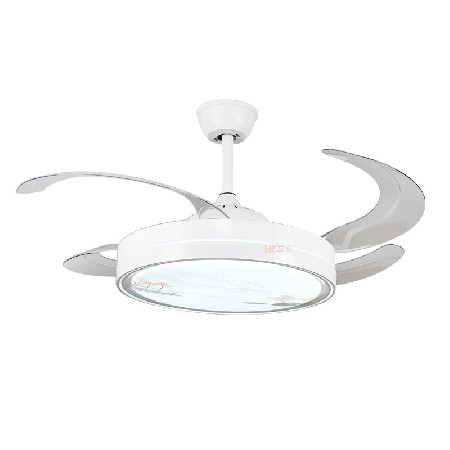 變頻風(fēng)扇燈客廳燈山水噴畫家用隱形靜音電扇燈智能餐廳臥室吊扇燈