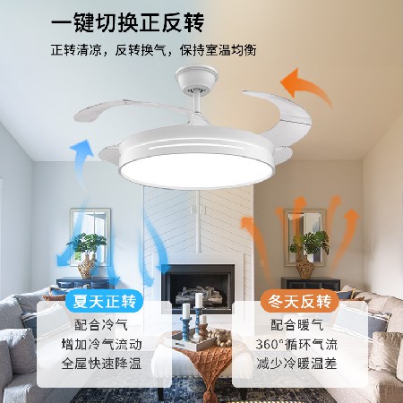 吸頂隱形風扇燈餐廳客廳吊扇燈臥室家用一體北歐馬卡龍帶風扇吊燈
