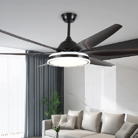 66寸大風(fēng)力吊扇燈智能變頻客廳餐廳臥室電扇燈家用一體化風(fēng)扇吊燈