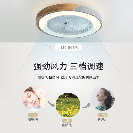 北歐木藝風(fēng)扇燈智能變頻無極調(diào)光客廳吊扇一體吸頂風(fēng)扇燈中山工廠