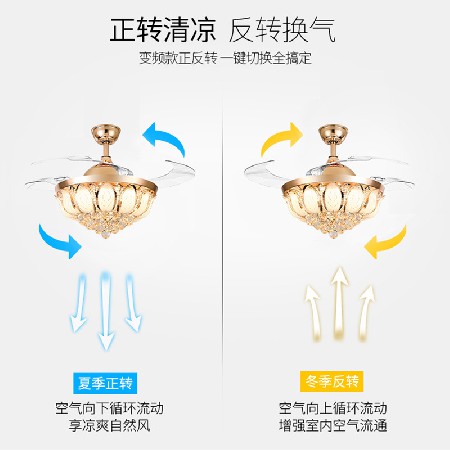 全光譜智能遙控風扇燈創(chuàng)意個性蓮花水晶吊扇燈家用餐廳客廳電風扇