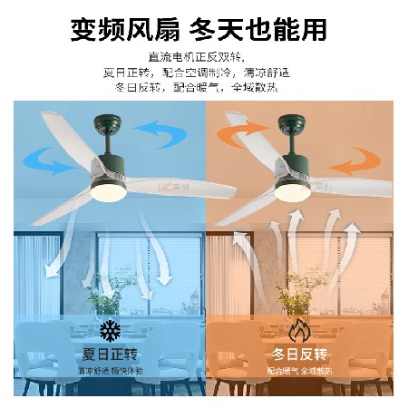 全光譜簡約風(fēng)扇燈透明葉變頻智能電扇燈客廳餐廳臥室?guī)эL(fēng)扇吊扇燈