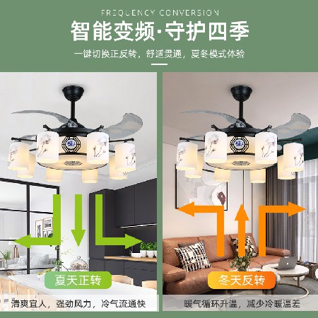 新中式變頻吊扇燈簡(jiǎn)約家用禪意電風(fēng)扇天貓精靈小愛(ài)智能語(yǔ)音風(fēng)扇燈