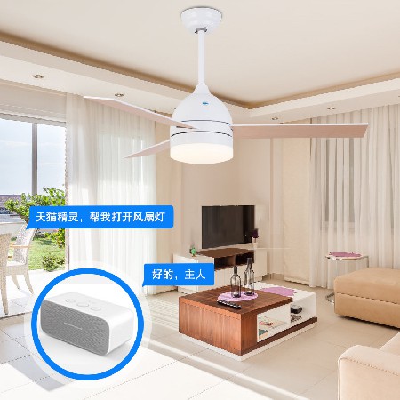 熱賣北歐現(xiàn)代客廳風(fēng)扇燈 跨境LED變頻遙控馬卡龍大風(fēng)力木葉吊扇燈