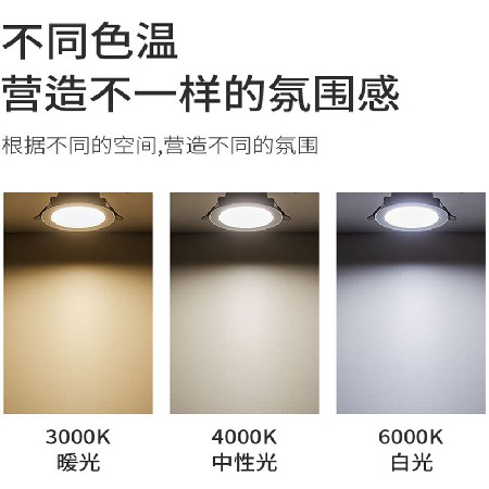 led節(jié)能筒燈 現(xiàn)代簡(jiǎn)約家用嵌入式防眩射燈一體化鋁材三色變光射燈