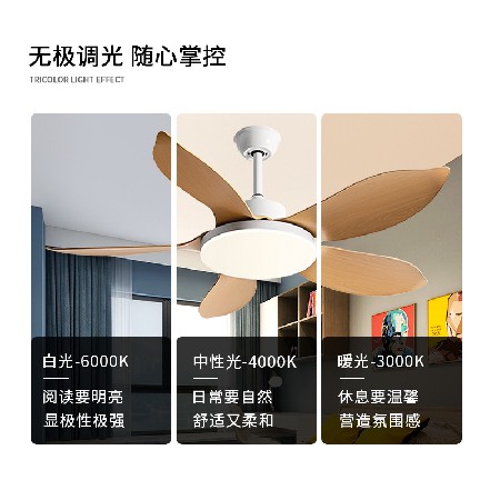 北歐大風(fēng)力客廳風(fēng)扇燈智能餐廳書房吊扇燈變頻遙控帶燈風(fēng)扇吊燈
